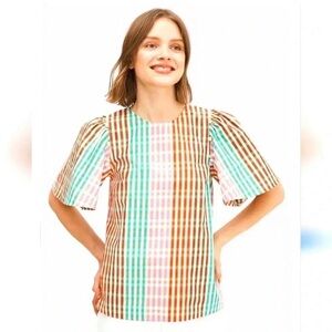 Kate Spade Plaid Blouse Size Small 100% Cotton